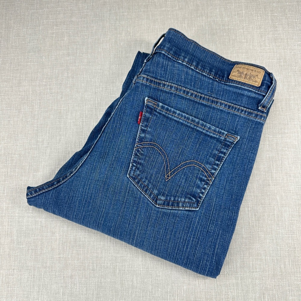 Levis 512 Perfectly Slimming Boot Cut Jeans Womens 12 Medium Wash Blue Denim Y2K